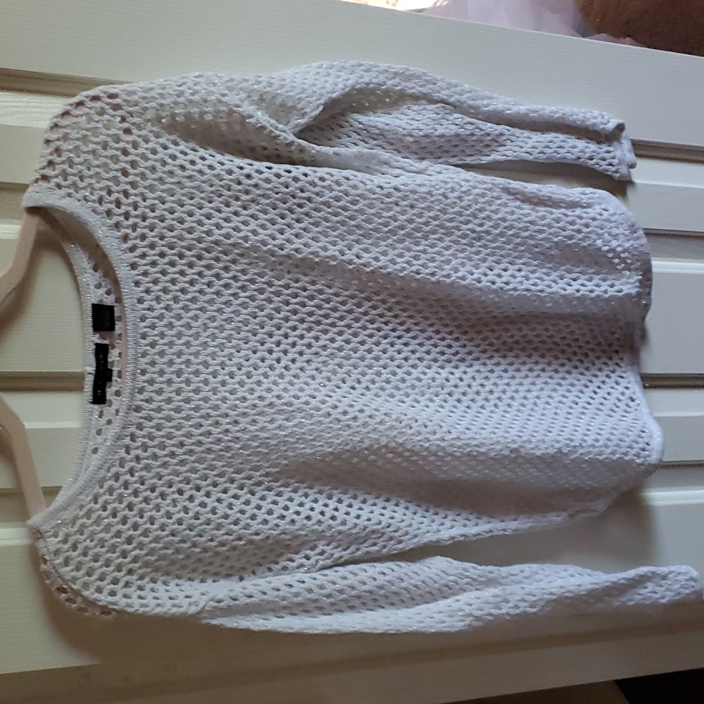 White with silver sparkles cover up shirt